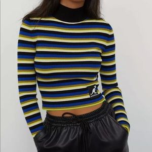 H&M x Kangol Ribbed Long Sleeve Top Striped New